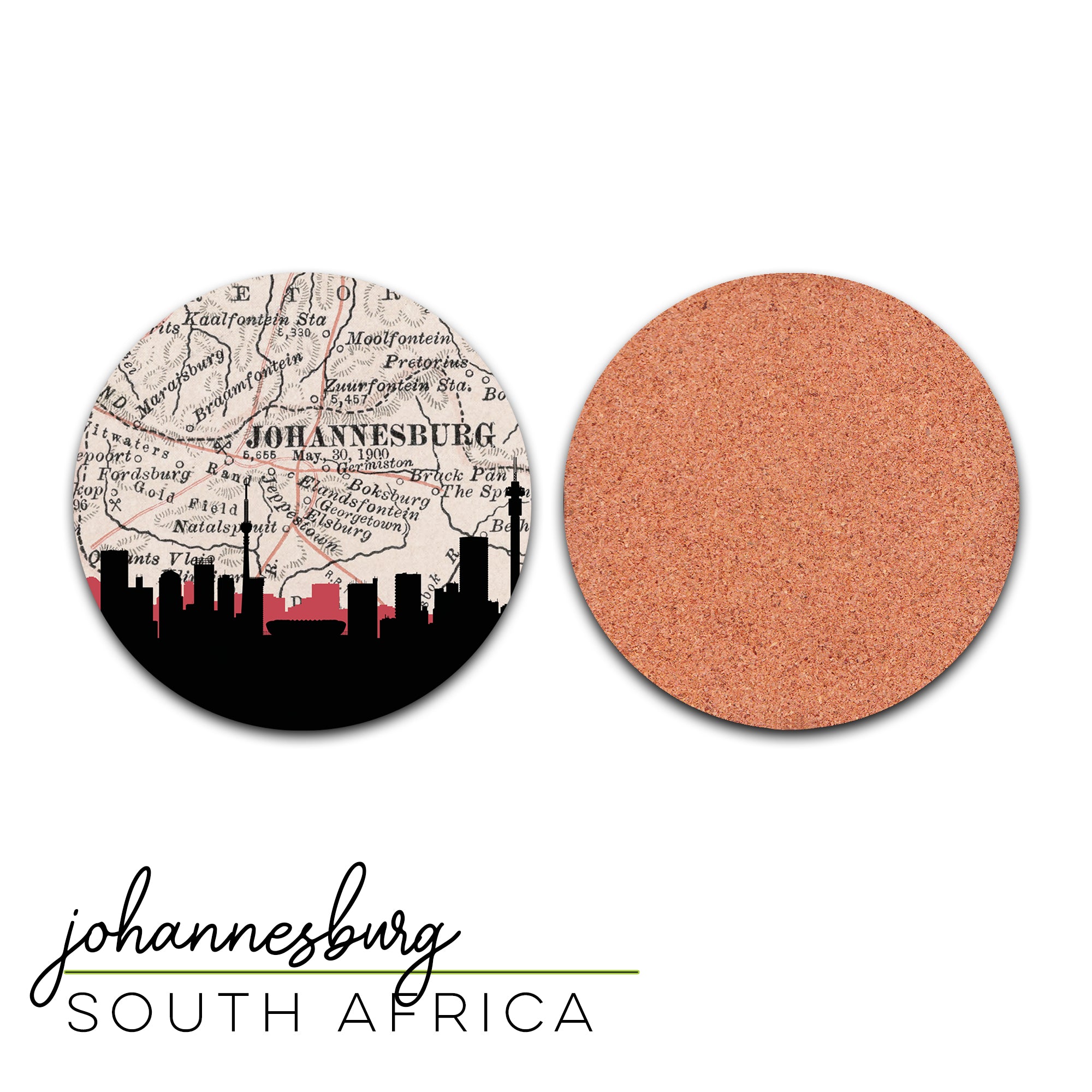 a cork coaster with a map of south africa on it