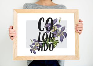 Colorado art print, Colorado columbine flower print, Colorado floral clipart, Colorado gifts, botanical wall art, nature lover gift