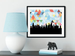 Chicago wall art, Chicago skyline art, Chicago art print, Chicago print, Chicago, Illinois print, Illinois decor, Chicago flag background