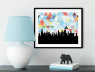 Chicago wall art, Chicago skyline art, Chicago art print, Chicago print, Chicago, Illinois print, Illinois decor, Chicago flag background