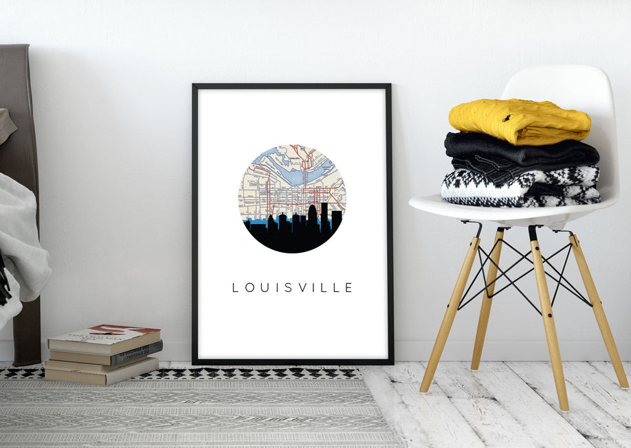 Louisville map, Louisville Kentucky decor, Louisville skyline wall art, city skyline, city map art, Lexington map print, Lexington KY gifts