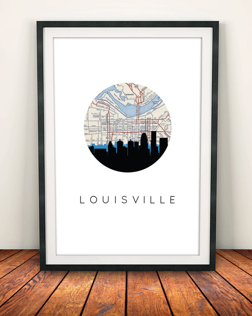 Louisville map, Louisville Kentucky decor, Louisville skyline wall art, city skyline, city map art, Lexington map print, Lexington KY gifts