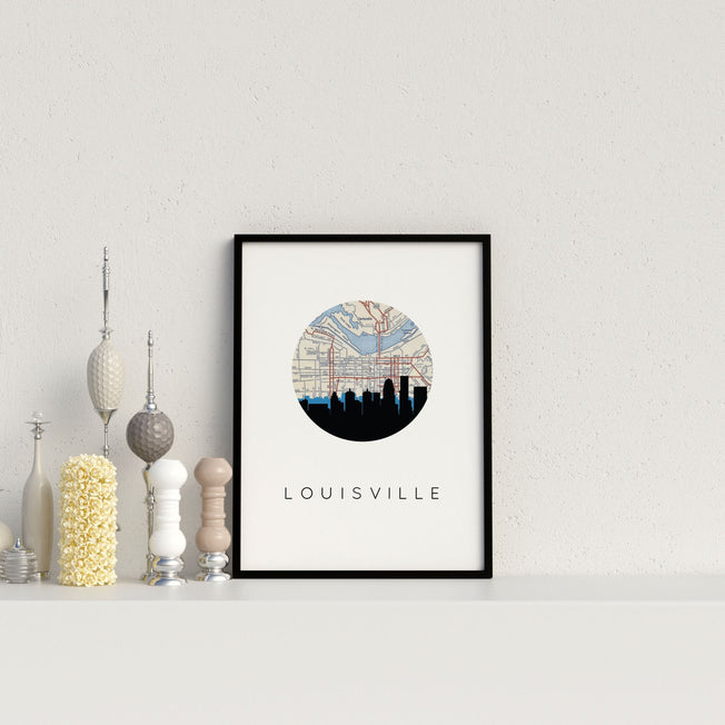 Louisville map, Louisville Kentucky decor, Louisville skyline wall art, city skyline, city map art, Lexington map print, Lexington KY gifts