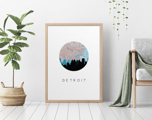 Detroit map print, Detroit Michigan wall art, Detroit map art, Detroit Michigan print, Detroit skyline art, city map art, Michigan art print