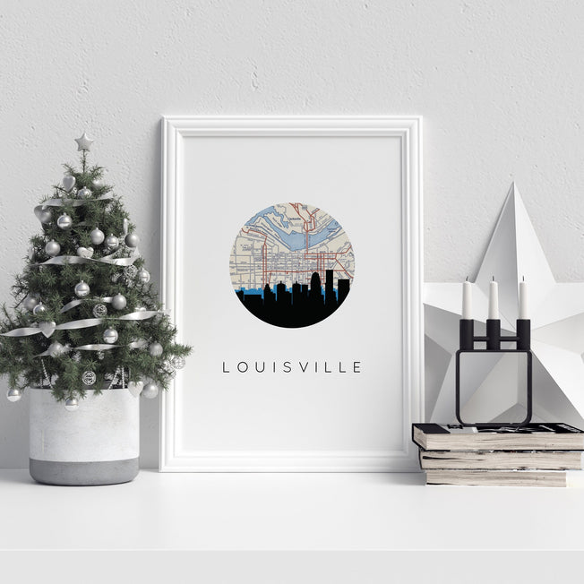 Louisville map, Louisville Kentucky decor, Louisville skyline wall art, city skyline, city map art, Lexington map print, Lexington KY gifts