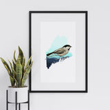 Maine State Bird Wall Art | Coastal Home Decor and New England Gift | Maine Art Print for Home & Wall Decor