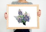 Texas bluebonnet picture, Texas wall art, Texas gifts, botanical poster, Texas flower print, bluebonnet gift, Austin TX art, Dallas TX art