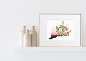 Connecticut flower print, Connecticut botanical poster, floral wall art, flower wall art, Connecticut botanical print, botanic wall art