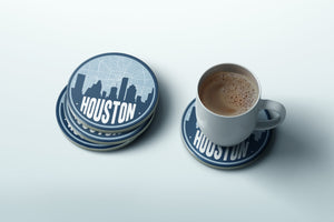 Houston map coasters, Houston gifts for him, Houston skyline coaster set, set of coasters, Houston bar gifts, gifts for boss, drink coasters