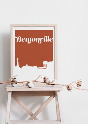 Bentonville Arkansas skyline wall art, minimalist Arkansas wall decor, Bentonville AR art print, framed Arkansas wall art, city decor