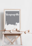 Bentonville Arkansas skyline wall art, minimalist Arkansas wall decor, Bentonville AR art print, framed Arkansas wall art, city decor