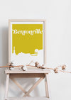 Bentonville Arkansas skyline wall art, minimalist Arkansas wall decor, Bentonville AR art print, framed Arkansas wall art, city decor