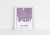 Ames, Iowa art print with the Ames skyline and an Ames Iowa roadmap - available framed and in multiple colors