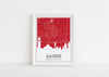 Ames, Iowa art print with the Ames skyline and an Ames Iowa roadmap - available framed and in multiple colors