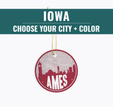 Iowa Christmas Ornament - Custom City Ceramic Holiday Decoration | Made in USA