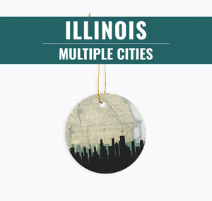 Illinois Christmas ornament, Chicago ornament, Springfield ornament, Chicago Illinois gifts, Champaign Illinois, Mendota IL, Moline Il home