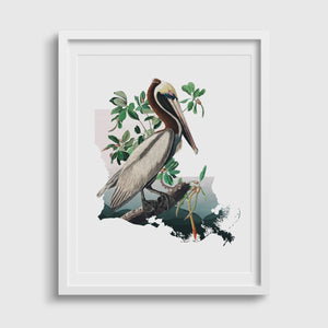 Brown Pelican Art | Louisiana State Bird Decor | Unique Gift for Bird Lovers | Coastal Home Decor | Nature Wall Art