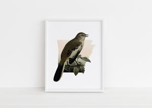 Arkansas State Wall Art, Mockingbird Print, Bird Home Decor, Little Rock Decor, Gift for Birder, Nature Art Print