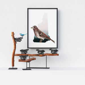 Finch Image Art Print, New Hampshire State Bird Wall Decor, Cute Finch Home Decor, NH Nature Print for Bird Lovers