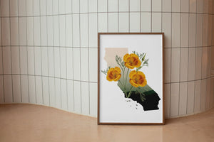 California State Flower Art | California Poppy Decor | Botanical Home Decor | Orange Poppy Sign | Floral Wall Art