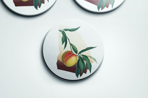 Georgia Peach Coaster Set | Georgia Coasters for Home Accents & Housewarming Gifts | Unique Home Bar Gifts