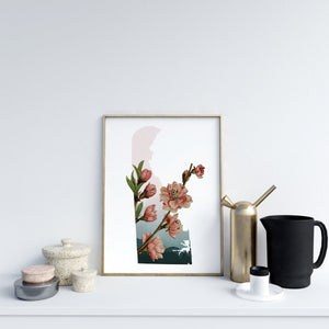 Delaware wall art, Delaware print, peach blossom botanical nursery decor, botanical wall art, Delaware floral print, Delaware nursery art