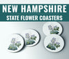 New Hampshire Gifts | Stone Coasters with State Flower | Unique Home & Bar Decor for NH Lovers