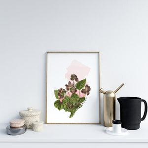 Botanical Print - New Jersey State Gifts, NJ Wall Art & Home Decor, State Flower Prints, Vintage Floral Artwork