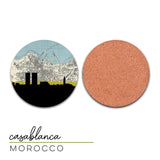 Morocco Coasters Set - Unique Morocco Map Coasters, Rabat & Tangier Souvenirs, Marrakesh Barware Gifts, Home Decor