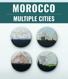 Morocco Coasters Set - Unique Morocco Map Coasters, Rabat & Tangier Souvenirs, Marrakesh Barware Gifts, Home Decor