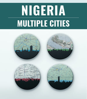 Nigeria Coasters Set - Lagos, Kano & Abuja Souvenirs | Unique Nigeria Map Coasters | Ibadan Barware Gifts