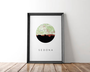 Sedona Arizona art print, mountain skyline art, southwestern decor, travel poster, travel art, Sedona art print, Arizona home decor