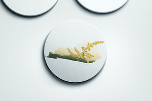 Kentucky Goldenrod Coaster Set | State Flower Stone Coasters for Home & Bar Decor | Unique Gifts for Kentucky Lovers