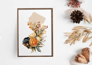 New Jersey Fall Art Print: Autumn Floral Decor for Cozy Home, Seasonal Wall Art, Nature-Inspired Decor