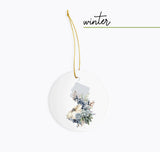 New Jersey Christmas Ornament - Four Seasons Floral Ceramic Holiday Decor