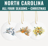 North Carolina Ornament, Flower Ceramic Ornament - Perfect for All Seasons! Fall, Summer, Spring, and Winter