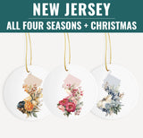 New Jersey Christmas Ornament - Four Seasons Floral Ceramic Holiday Decor