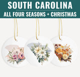 South Carolina Ceramic Ornament - Handcrafted Flower Design | Seasonal Decorations
