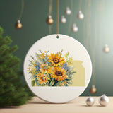 Kansas Ornament with Everlasting Seasonal Flowers - Perfect for Spring, Summer, Fall, Winter, and Christmas Decor