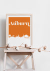 Auburn Alabama Skyline Wall Art Print | Unique Man Cave Decor & Gift for Sports Fans | Auburn City Art