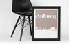 Auburn Alabama Skyline Wall Art Print | Unique Man Cave Decor & Gift for Sports Fans | Auburn City Art