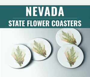 Nevada Coasters | Stone Coasters with Sagebrush | Nevada Home Decor & Southwestern Bar Ware