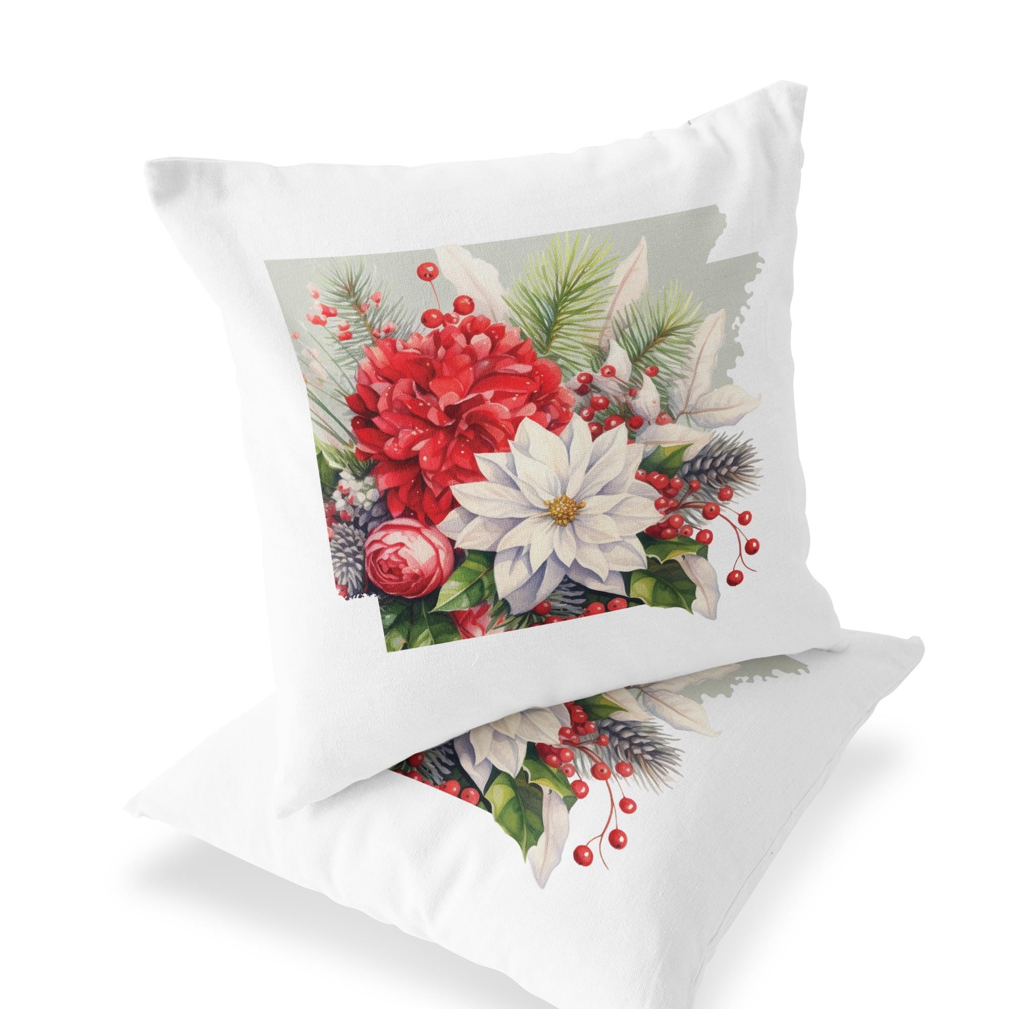 a pillow with a picture of a bouquet of flowers on it