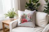 a white chair with a pillow on it next to a potted plant