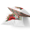 a pair of pillows with poinsettis on them