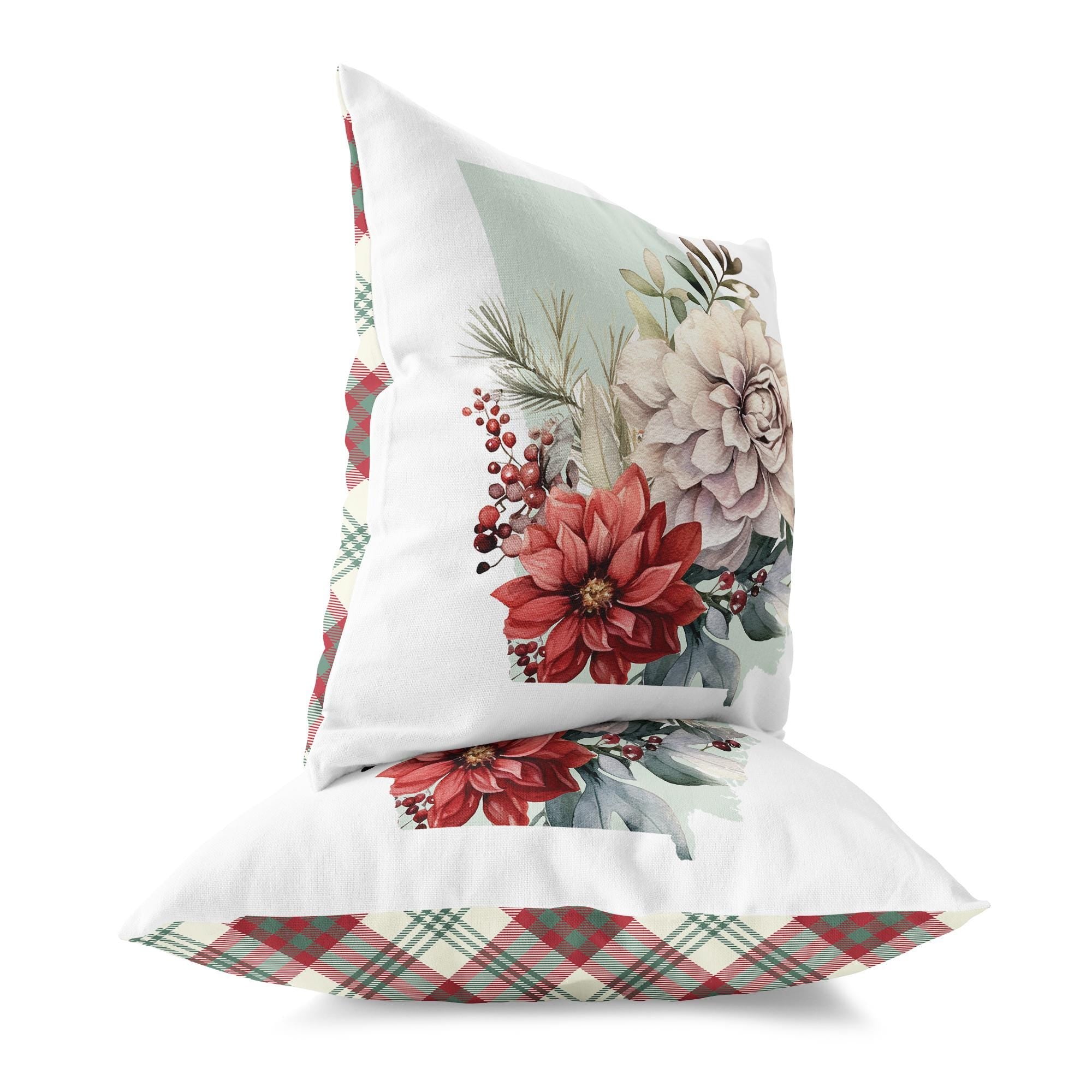 a pair of pillows with flowers on them