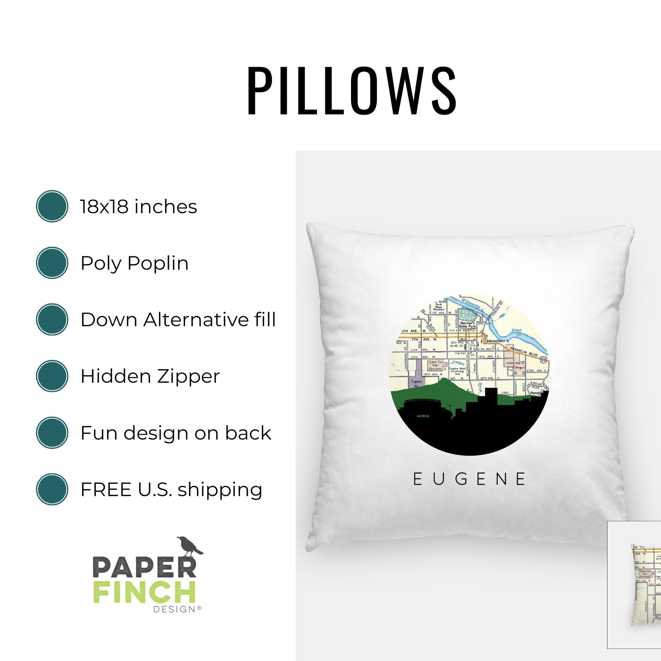 a pillow with a picture of a city on it