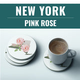 New York State Flower Flora & Fauna Coaster Set - Coaster Set - Flora & Fauna