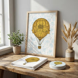 Vintage balloon art print from the Wheat & Wind Collection, showcasing nostalgic and colorful balloon designs.