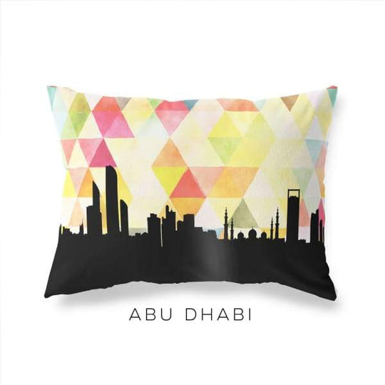 Abu Dhabi United Arab Emirates geometric skyline - Pillow | Lumbar / Yellow - Geometric Skyline